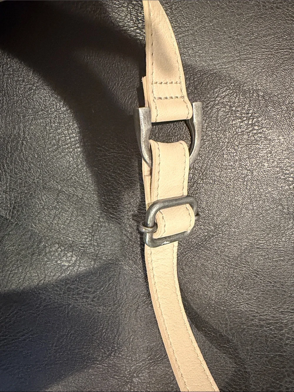 Free People Idle Hands Sling Bag in Mineral Cream Leather/ Brushed Silver